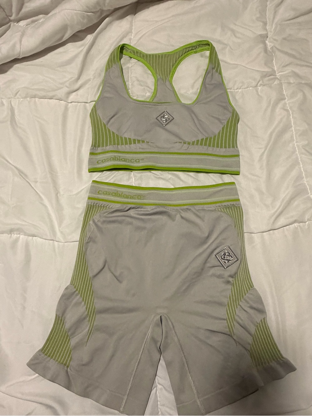 Casablanca Grey & Lime Seamless Sports Bra